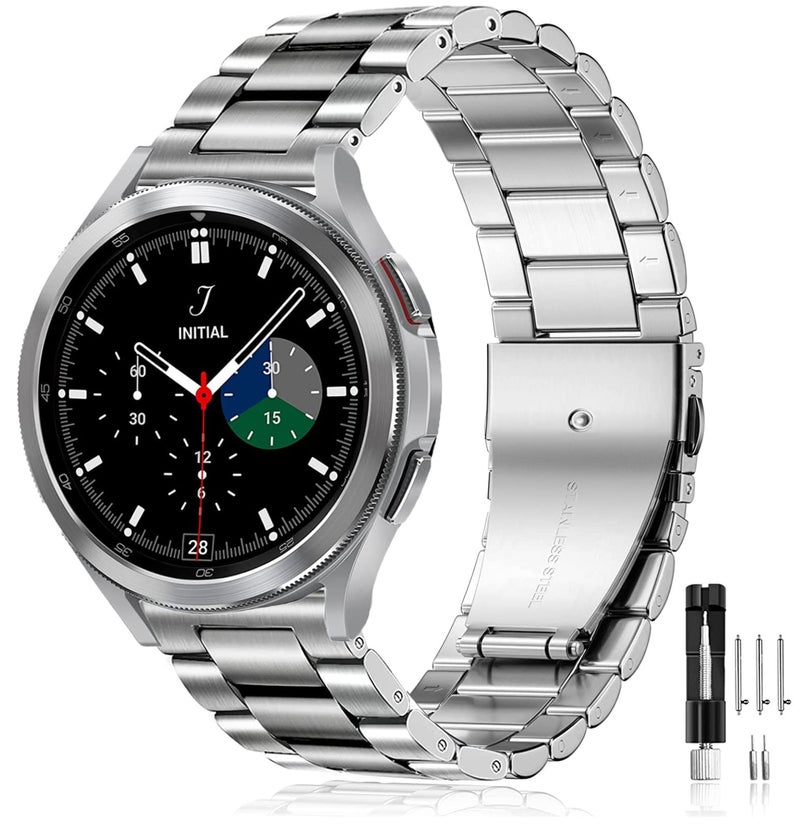 Olytop Galaxy Watch 4/6 Classic 47/46/43/42mm & Watch 4/5/6 Bands 44mm 40mm, Galaxy Watch 5 Bands Pro 45mm, 20mm Metal Stainless Steel Replacement Strap for Samsung Galaxy Watch 6/5/4/3 41m/Active 2, - Image 1